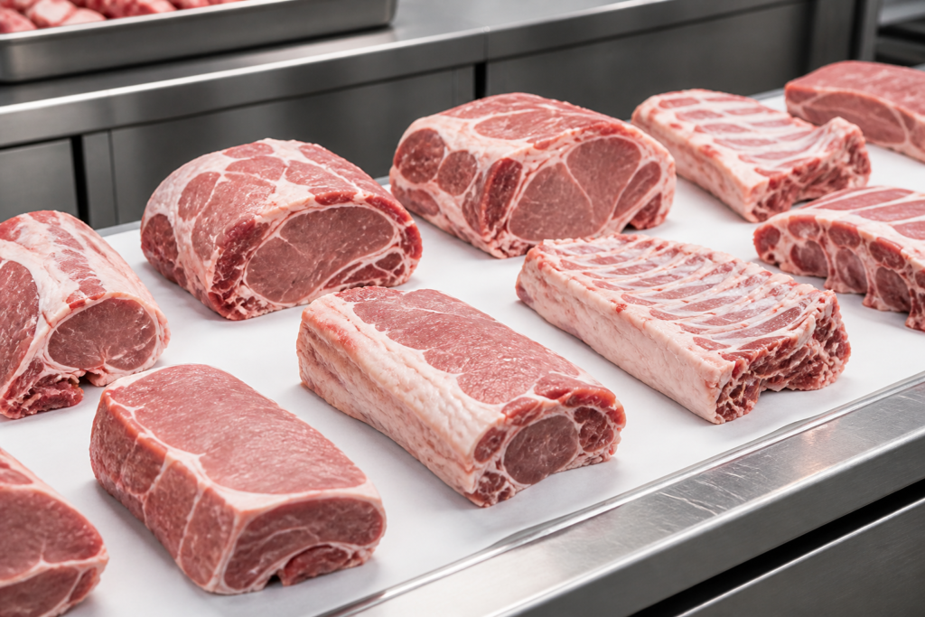 Different pork cuts displayed